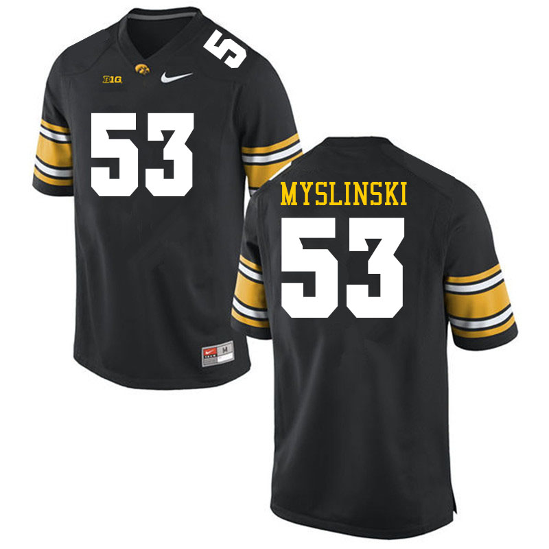 Men #53 Michael Myslinski Iowa Hawkeyes College Football Jerseys Sale-Black